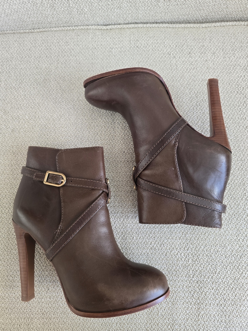 Tory Burch Dorese Brown Leather Platform Stiletto Ankle Booties, Size 7.5 - Picture 3 of 8